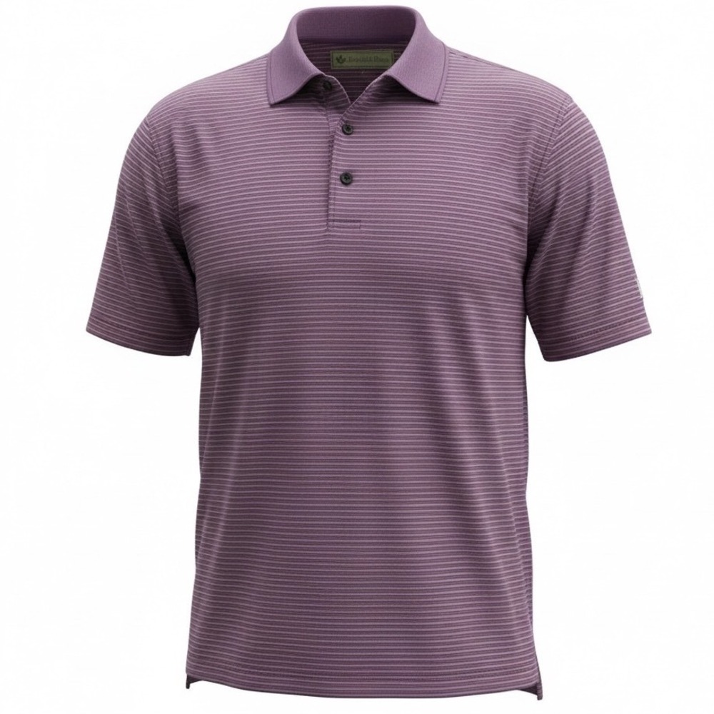 Donald Ross Mens Medium Purple /White Striped Performance Golf Polo Shirt (H11)